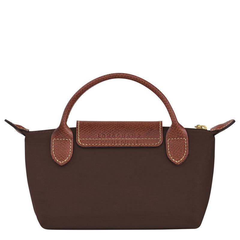 Ebony Brown Longchamp Le Pliage Original with handle Women's Pouches | ZXEK-40861