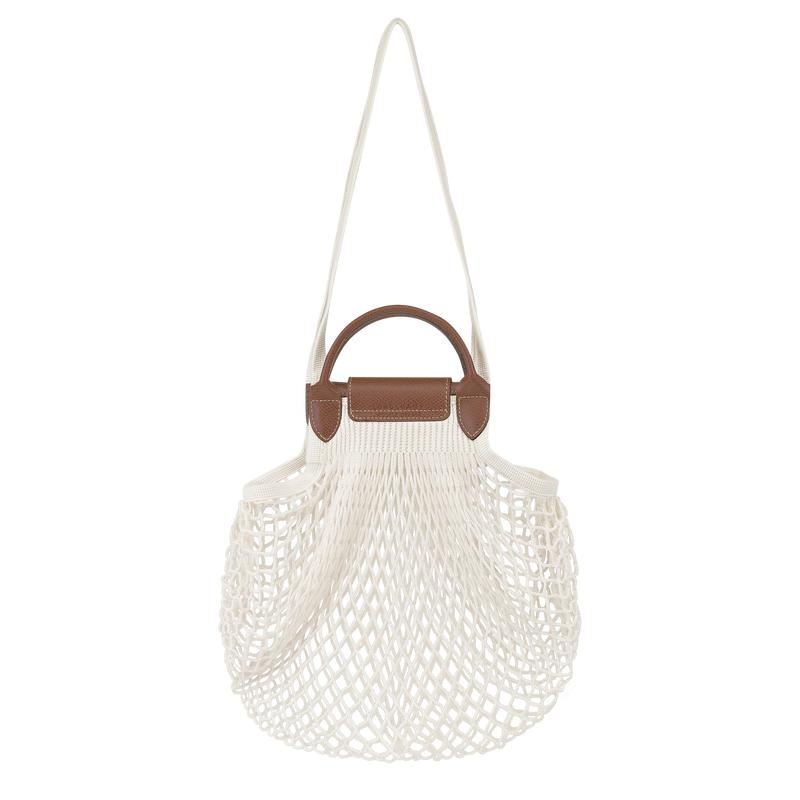 Ecru White Longchamp Le Pliage Filet L Women's Mesh Bag | OUCH-26583