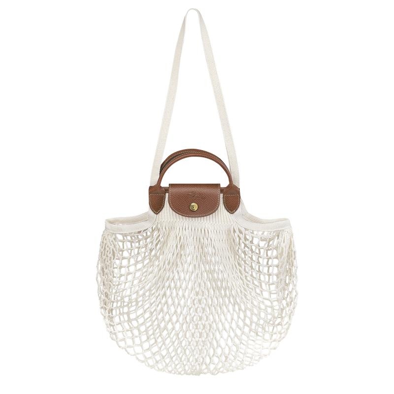 Ecru White Longchamp Le Pliage Filet L Women\'s Mesh Bag | OUCH-26583