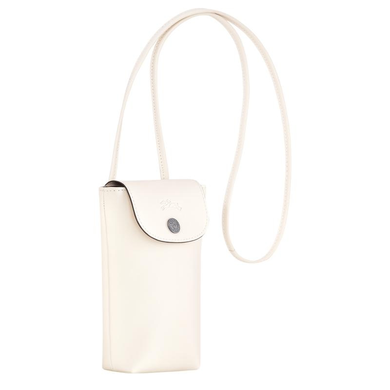 Ecru White Longchamp Le Pliage Xtra with leather lace Women's Phone Case | ZUDM-17586