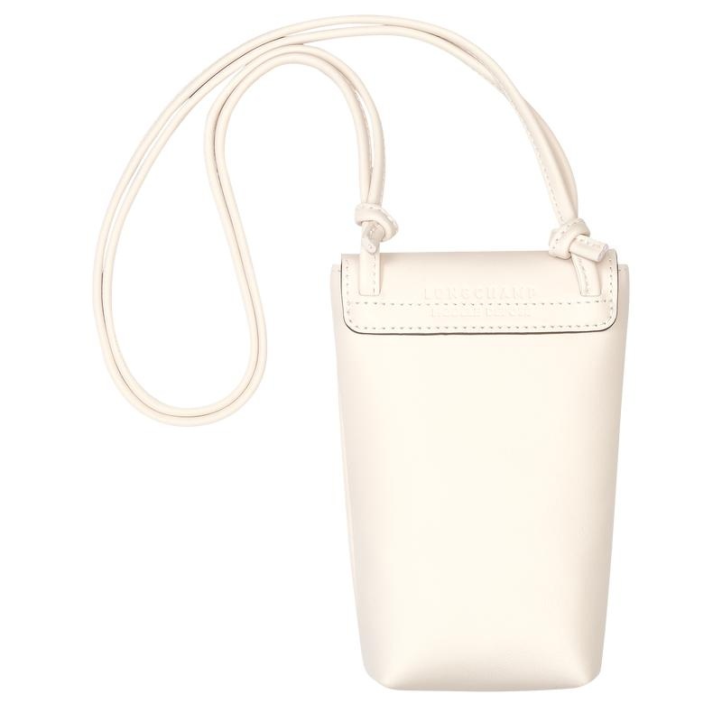 Ecru White Longchamp Le Pliage Xtra with leather lace Women's Phone Case | ZUDM-17586