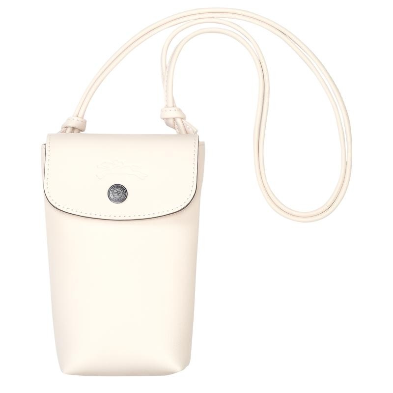 Ecru White Longchamp Le Pliage Xtra with leather lace Women\'s Phone Case | ZUDM-17586