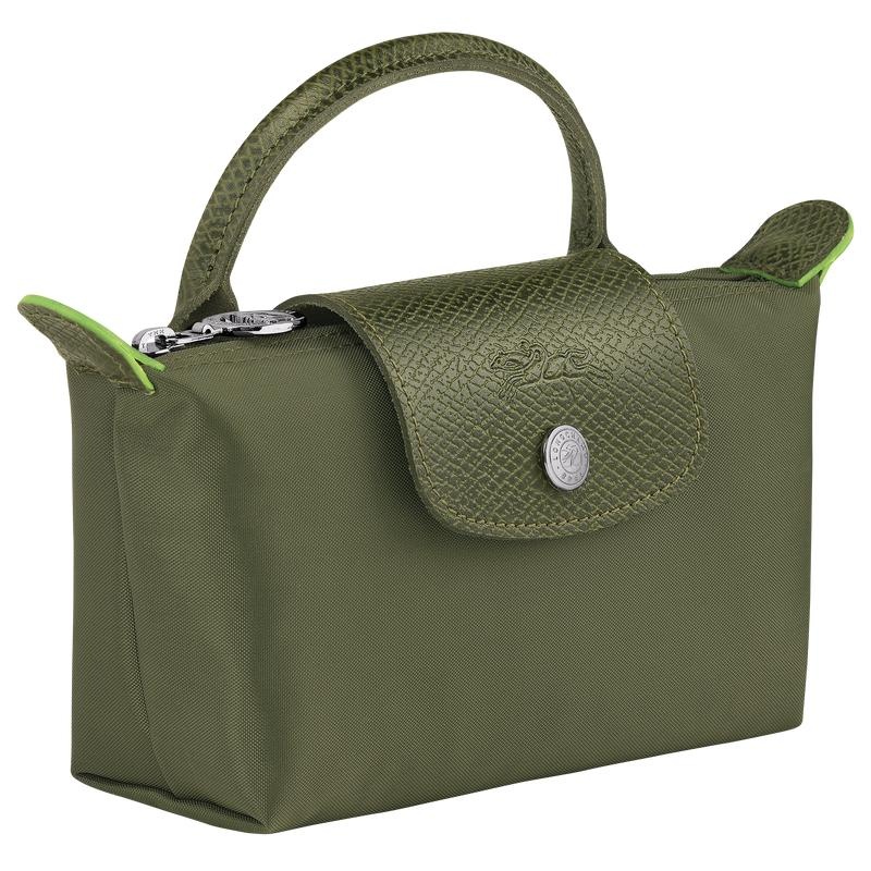 Forest Green Longchamp Le Pliage Green with handle Women's Pouches | CWNE-58132