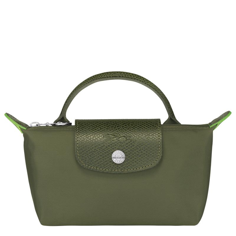 Forest Green Longchamp Le Pliage Green with handle Women\'s Pouches | CWNE-58132