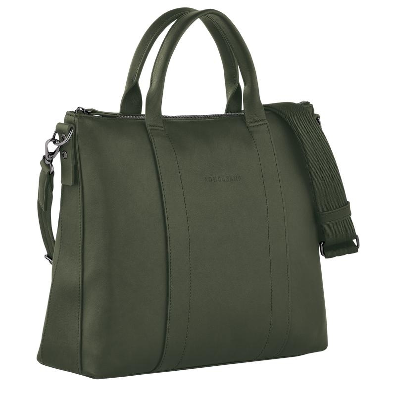 Khaki Longchamp 3D Men's Briefcase | UZFT-51804