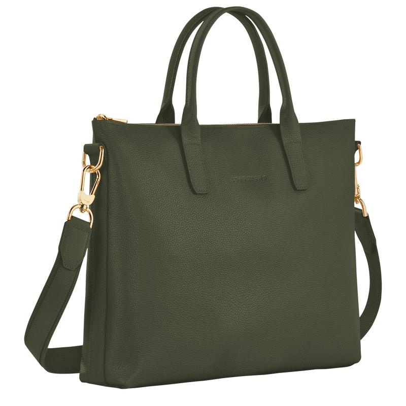 Khaki Longchamp Le Foulonné S Women's Briefcase | LHYE-42903