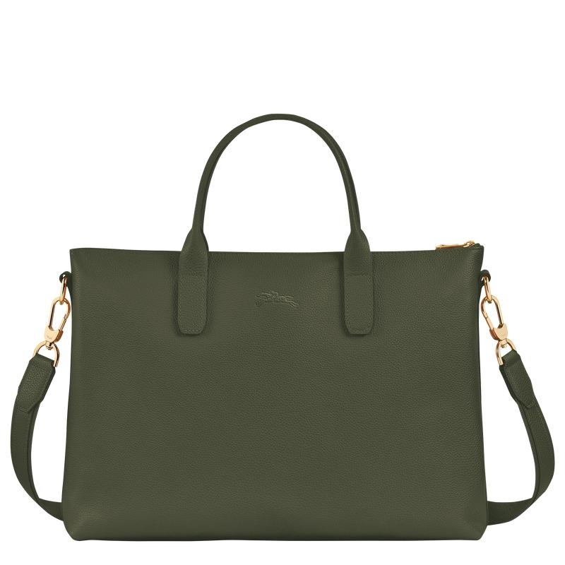 Khaki Longchamp Le Foulonné S Women's Briefcase | LHYE-42903