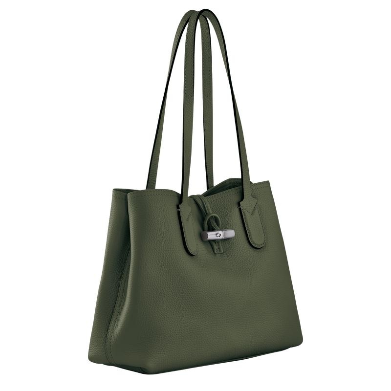 Khaki Longchamp Roseau Essential M Women's Tote Bag | RMJC-36015