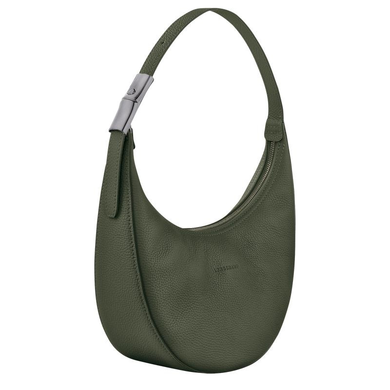 Khaki Longchamp Roseau Essential M Women's Hobo Bags | SUEJ-67945