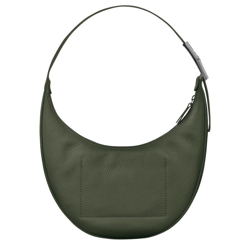 Khaki Longchamp Roseau Essential M Women's Hobo Bags | SUEJ-67945