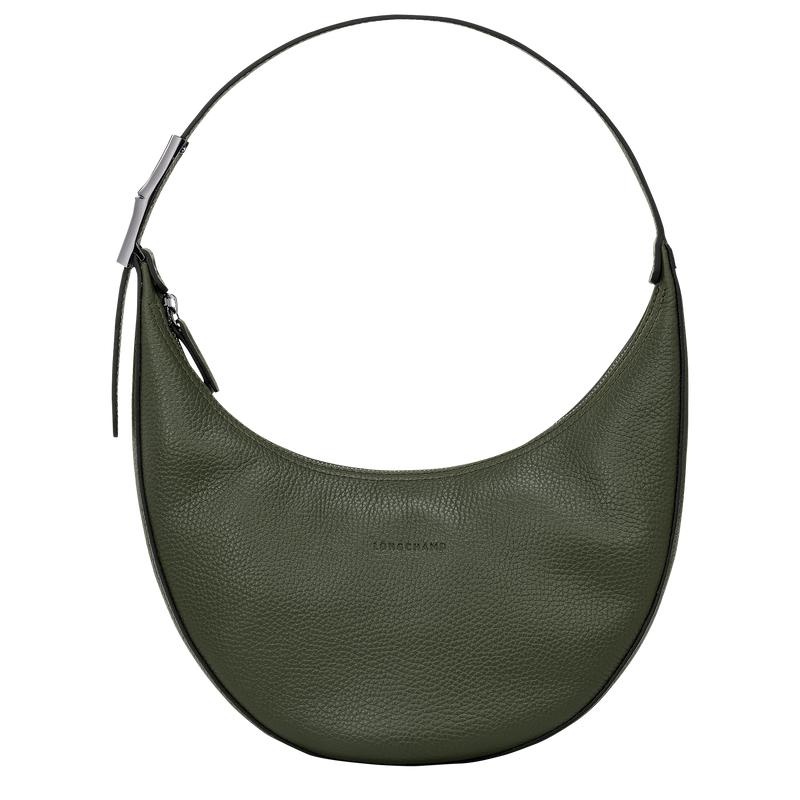 Khaki Longchamp Roseau Essential M Women\'s Hobo Bags | SUEJ-67945