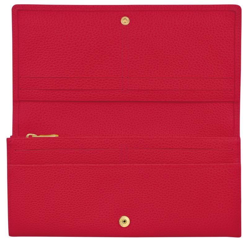 Love Red Longchamp Le Foulonné Continental Women's Wallets | VBTA-56840