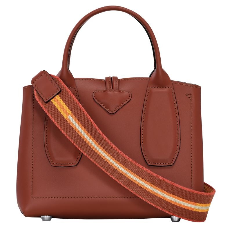 Mahogany Brown Longchamp Roseau S Women's Handbags | MJEH-09276