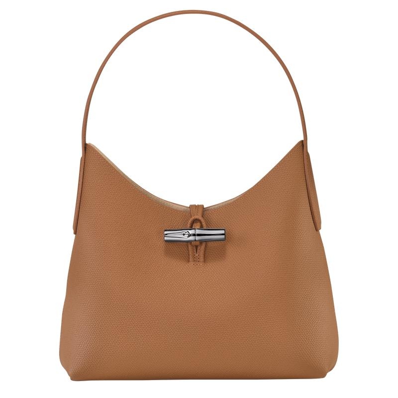 Natural Brown Longchamp Roseau M Women\'s Hobo Bags | DCAL-76921