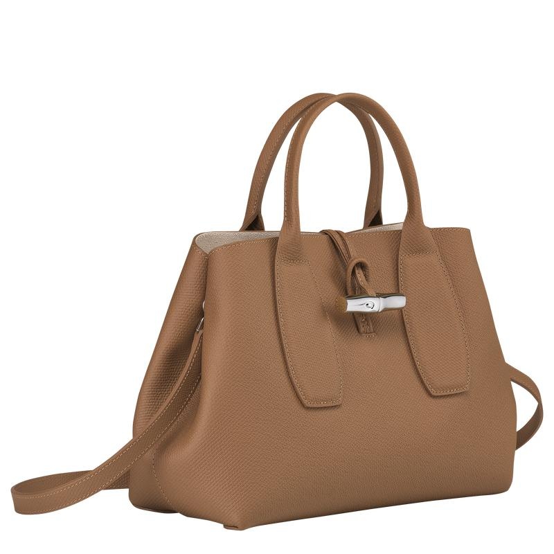 Natural Brown Longchamp Roseau M Women's Handbags | EQHW-14085