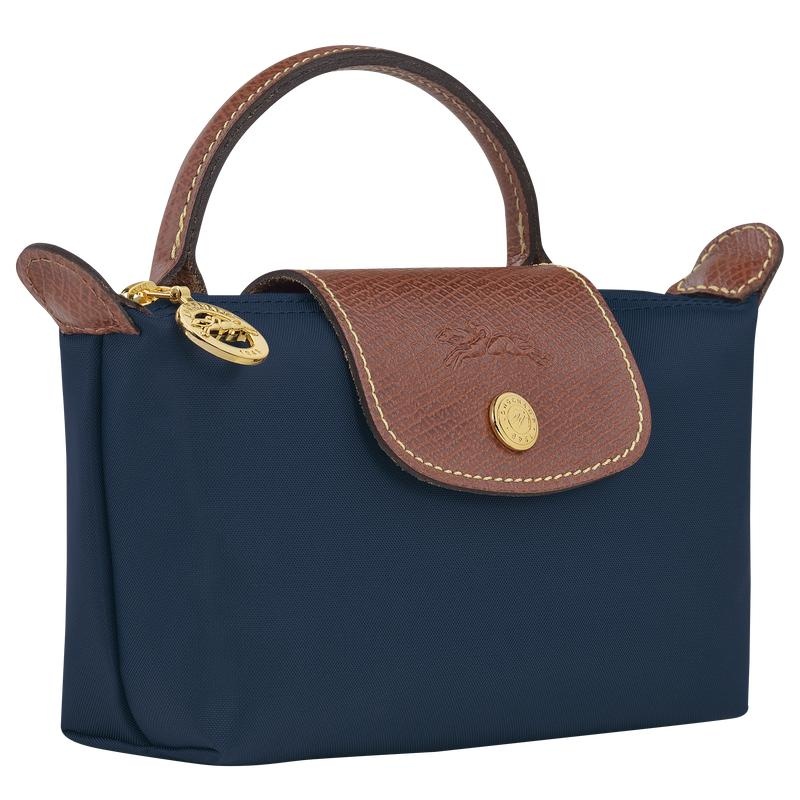 Navy Longchamp Le Pliage Original with handle Women's Pouches | RLOB-16850