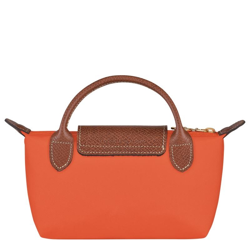 Orange Longchamp Le Pliage Original with handle Women's Pouches | SPFM-80163