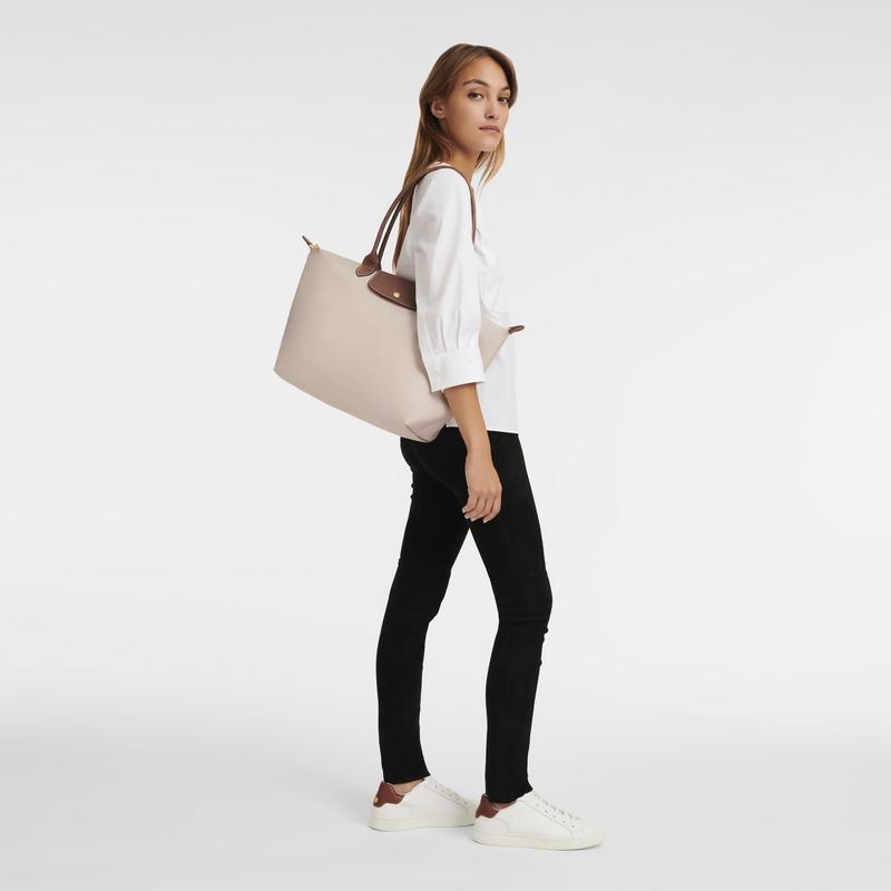 Paper White Longchamp Le Pliage Original L Women's Tote Bag | EVFC-83164