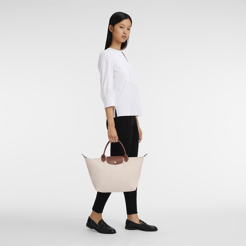 Paper White Longchamp Le Pliage Original M Women's Handbags | IQGK-61289