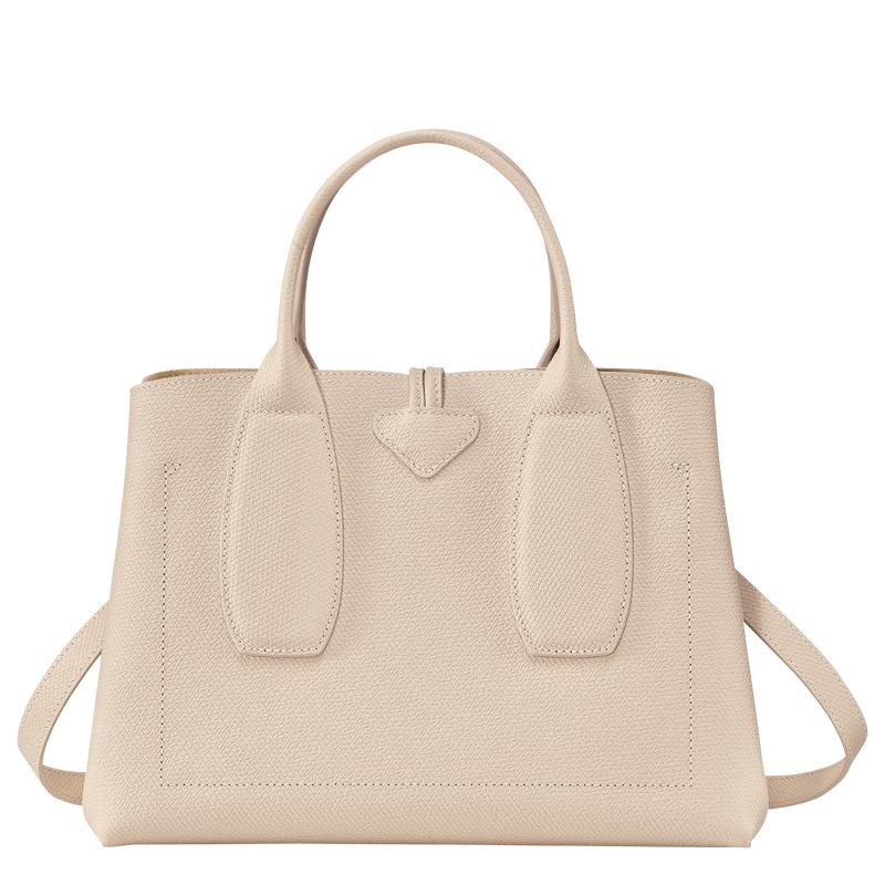 Paper White Longchamp Roseau M Women's Handbags | XRYG-25431