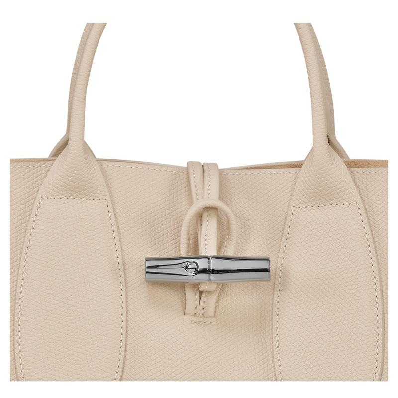 Paper White Longchamp Roseau M Women's Handbags | XRYG-25431