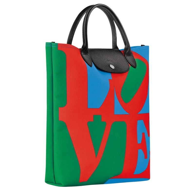 Red/Navy Longchamp x Robert Indiana L Men's Handbags | YQBN-08947