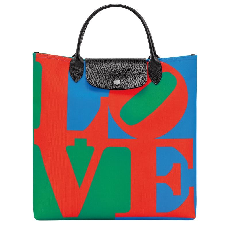 Red/Navy Longchamp x Robert Indiana L Women\'s Handbags | ULDH-94267