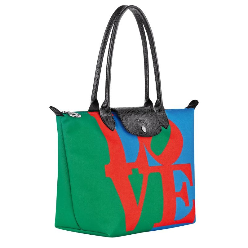 Red/Navy Longchamp x Robert Indiana M Women's Tote Bag | ZUDL-16349