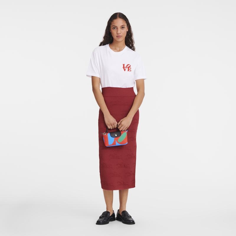 Red/Navy Longchamp x Robert Indiana Women's Pouches | ACFK-92641