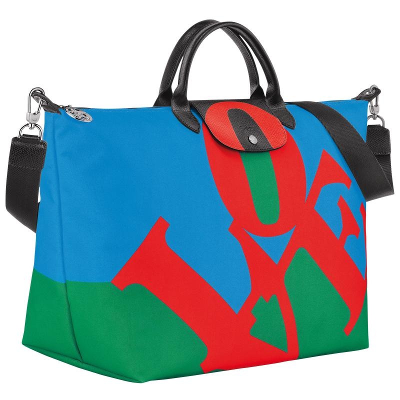 Red/Navy Longchamp x Robert Indiana Women's Travel Bags | SXLU-65042