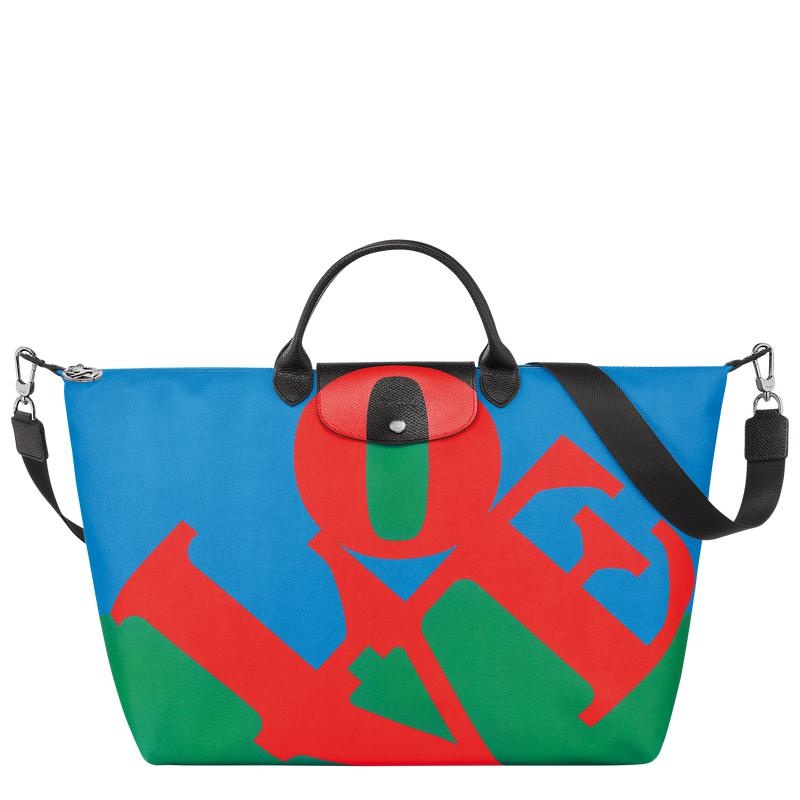 Red/Navy Longchamp x Robert Indiana Women\'s Travel Bags | SXLU-65042