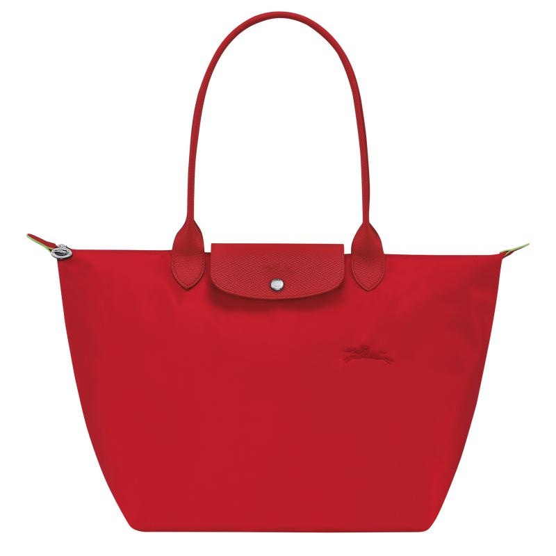 Tomato Red Longchamp Le Pliage Green L Women\'s Tote Bag | IDEM-83407