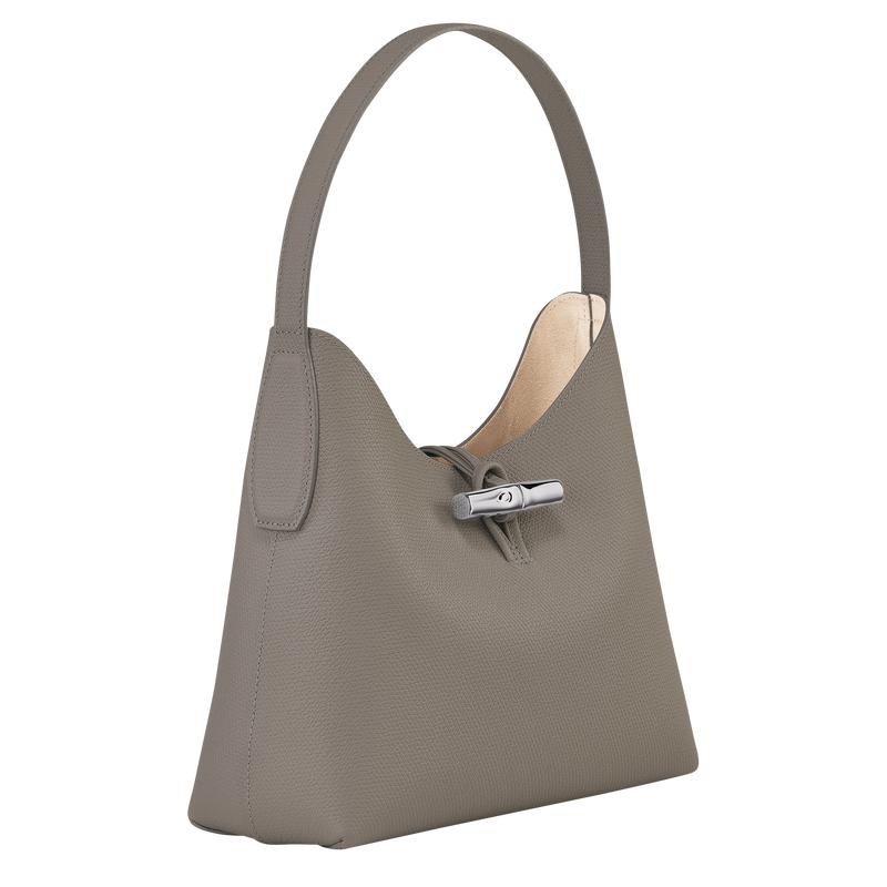 Turtledove Grey Longchamp Roseau M Women's Hobo Bags | NMOY-01963