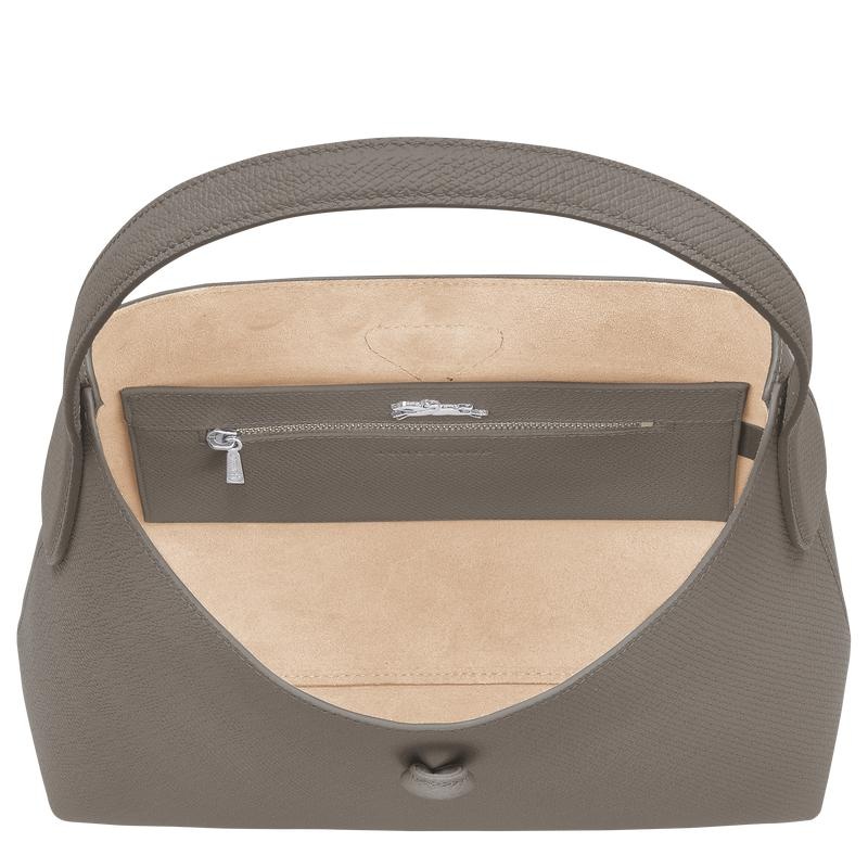 Turtledove Grey Longchamp Roseau M Women's Hobo Bags | NMOY-01963