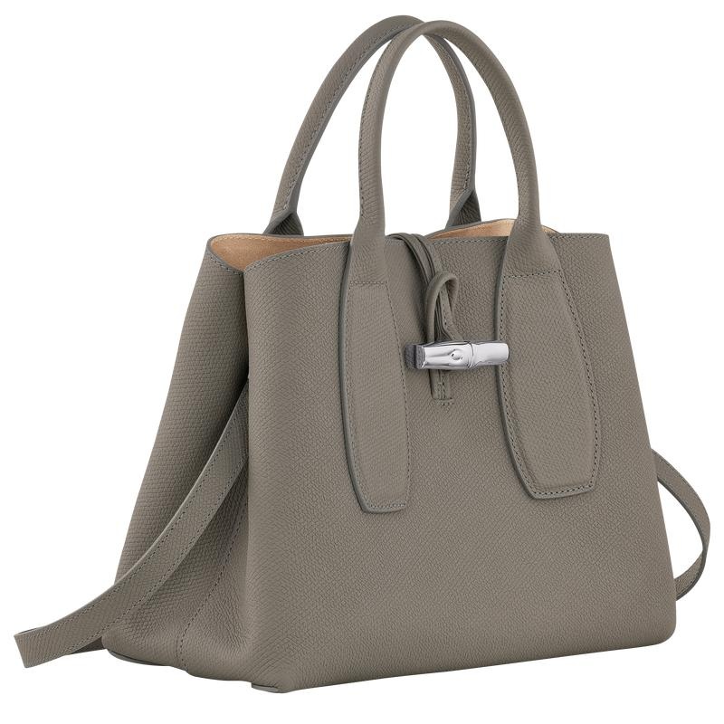 Turtledove Grey Longchamp Roseau M Women's Handbags | ENVA-98574