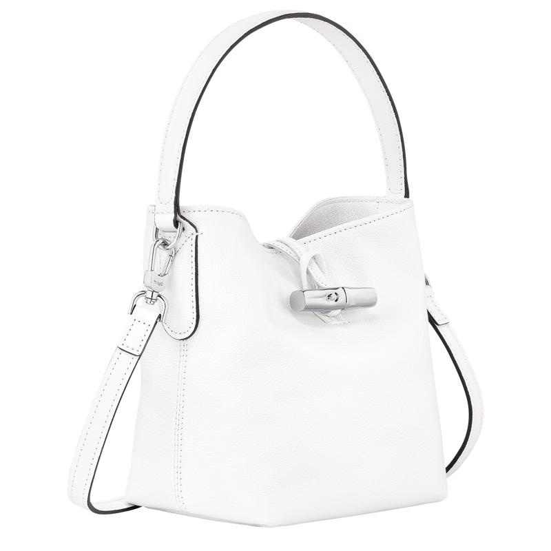 White Longchamp Roseau XS Women's Bucket Bag | JGWP-09234