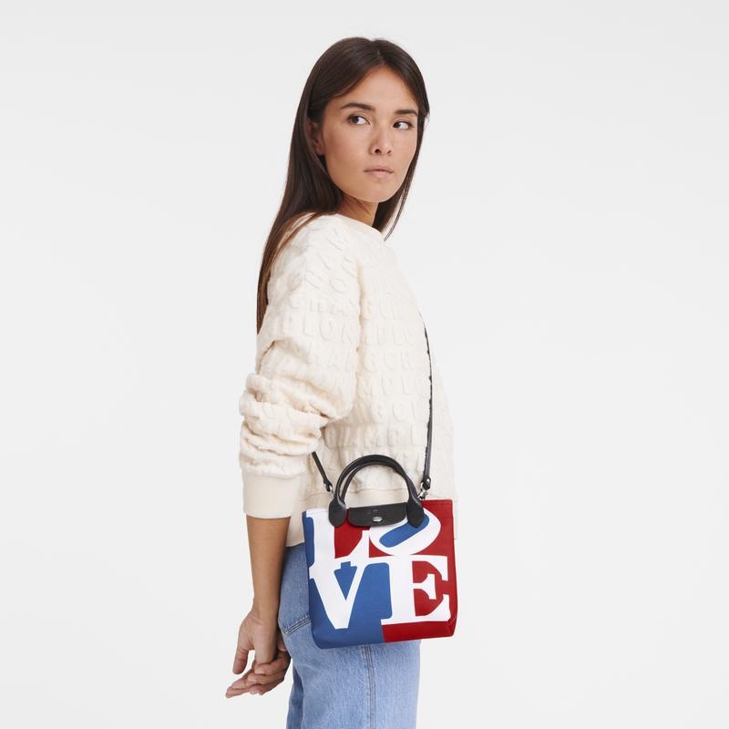 White Longchamp x Robert Indiana XS Men's Crossbody Bags | SXEF-71368